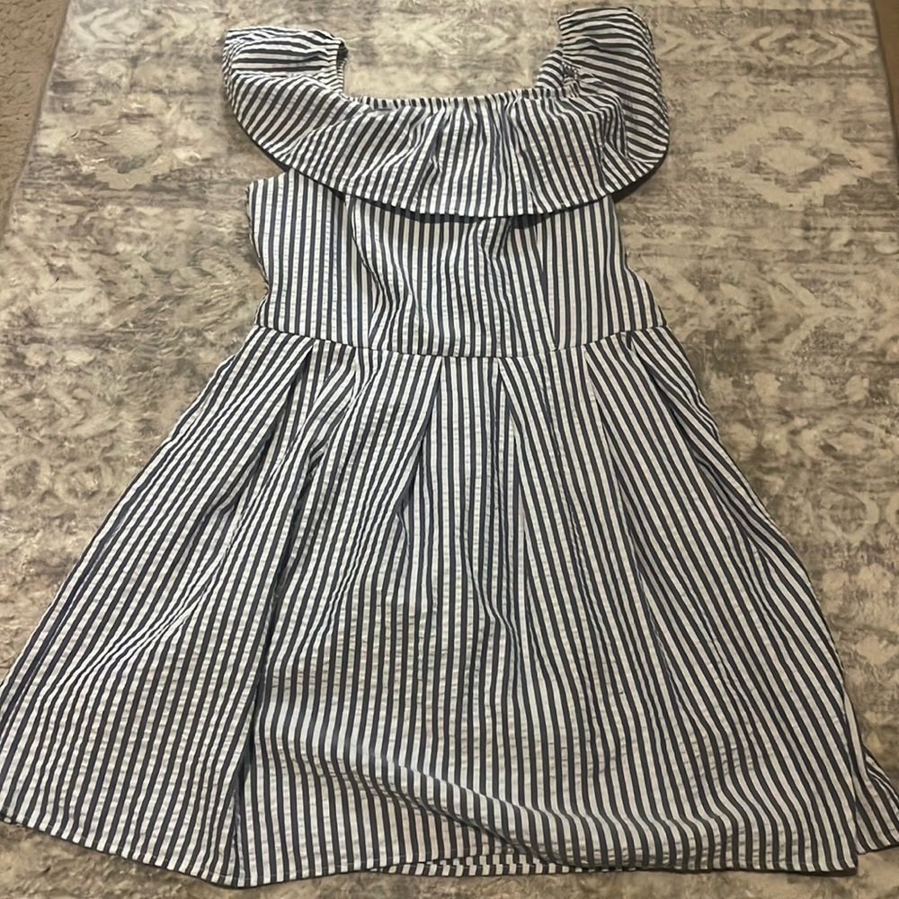 Blue and White Striped Dress
